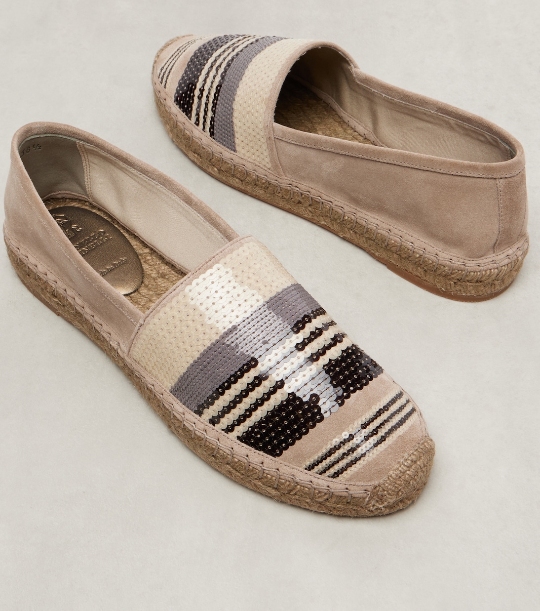 Espadrilles aus Veloursleder mit Pailletten | Brunello Cucinelli