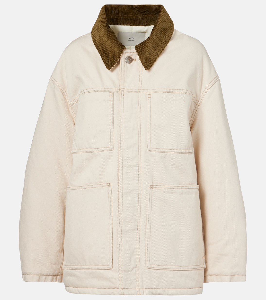 Corduroy-trimmed cotton twill field jacket | Ami Paris