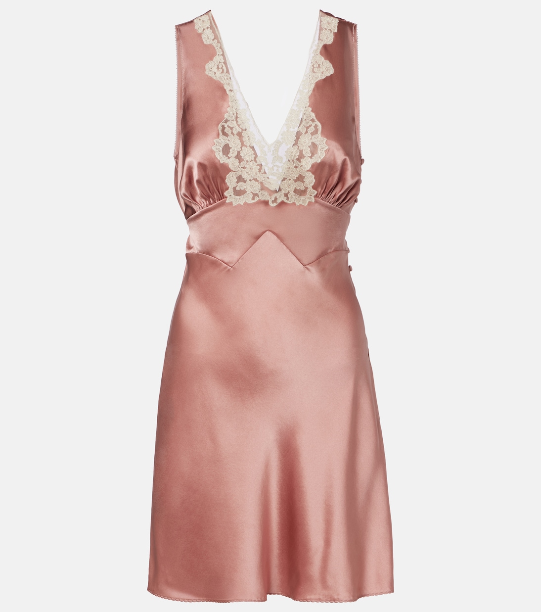 Lace-trimmed silk satin minidress | Chloé