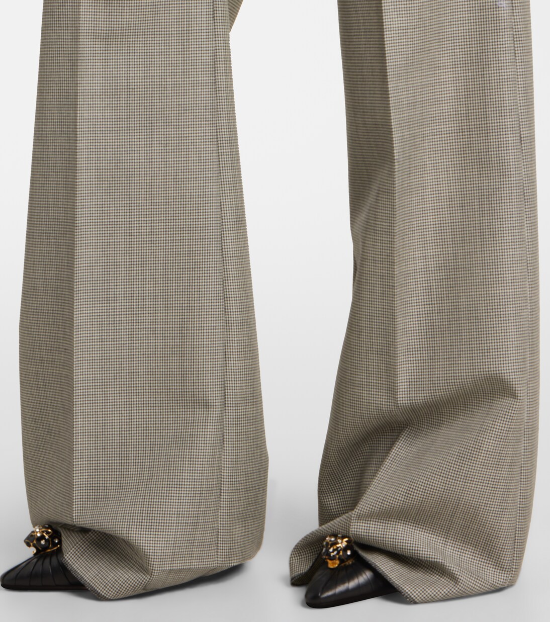 Checked wool and mohair wide-leg pants | Valentino