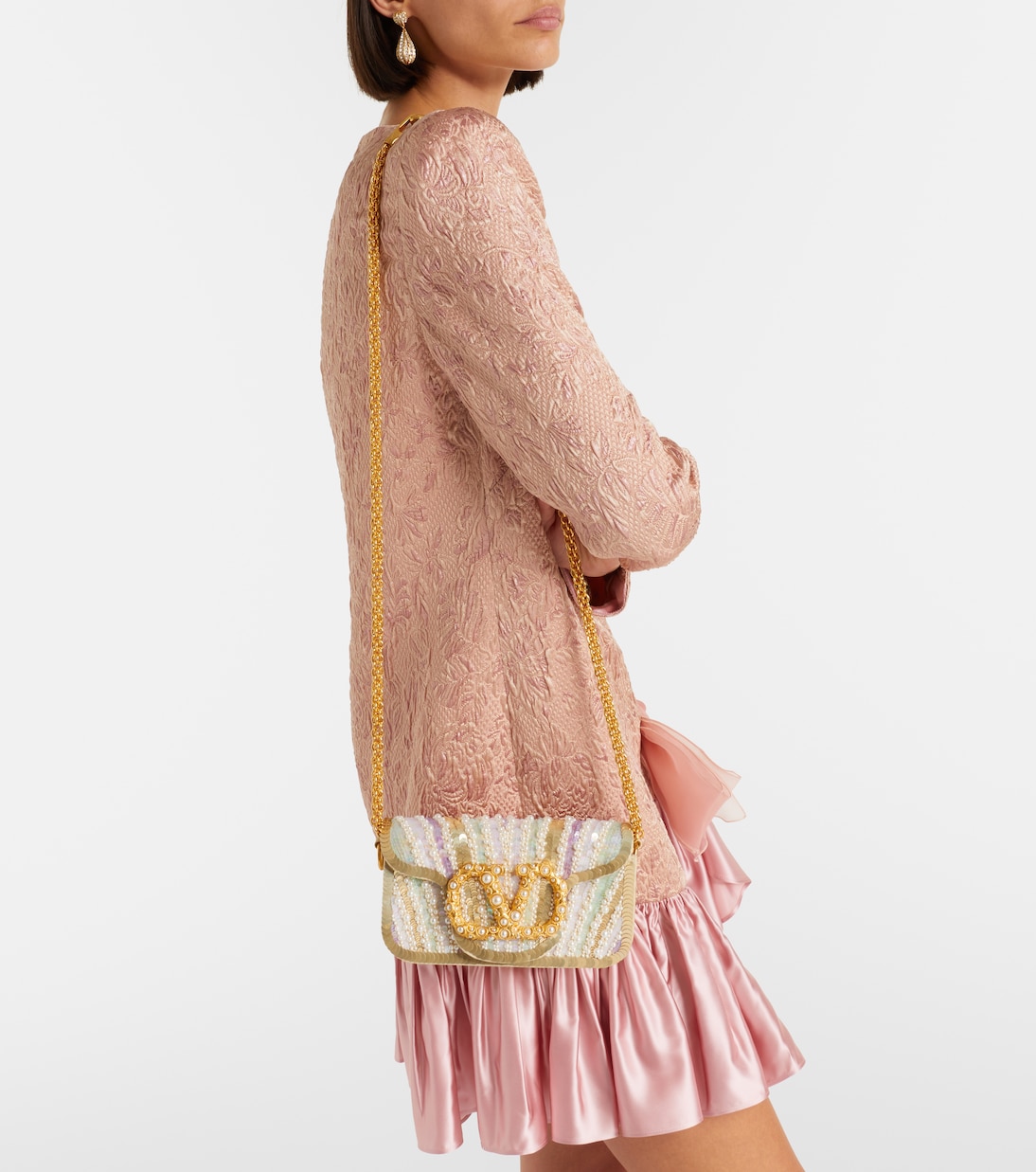 Locò Small embellished satin shoulder bag | Valentino Garavani