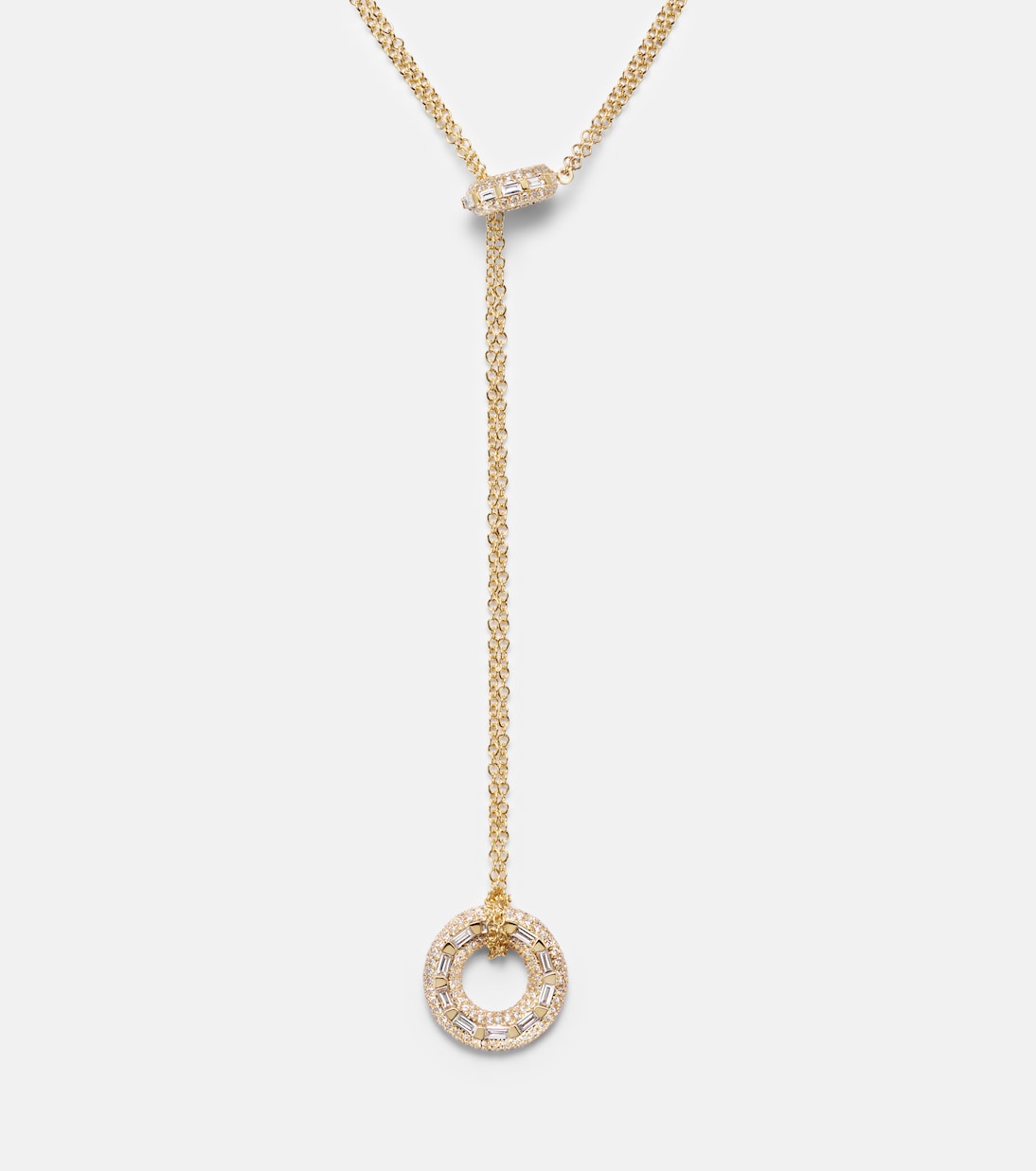 Orbit Lariat 18kt gold necklace with diamonds | Shay Jewelry