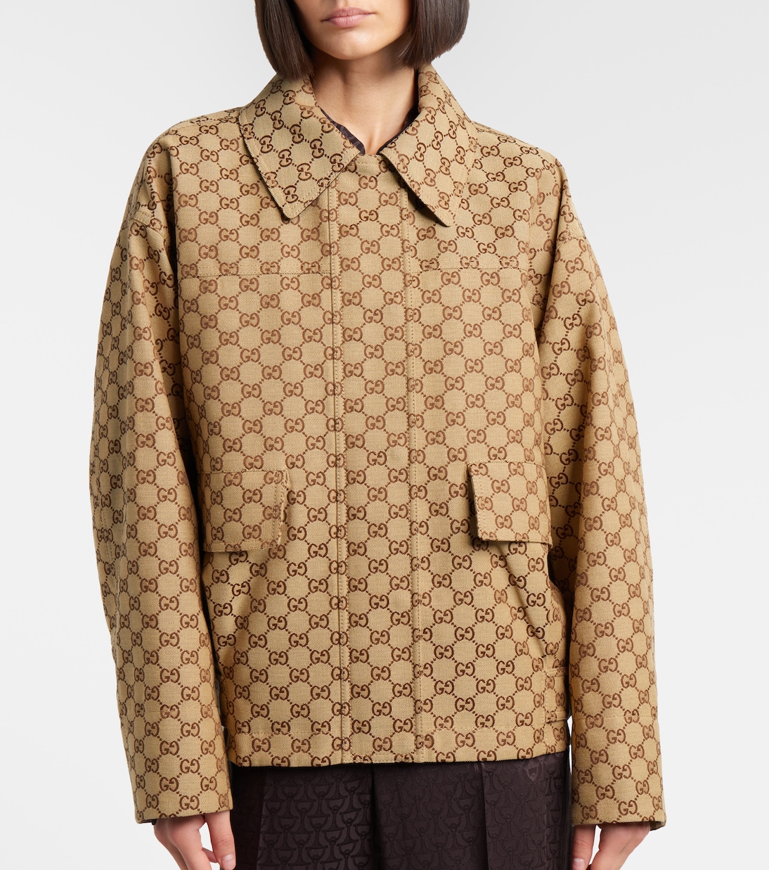 GG Canvas leather bomber jacket | Gucci