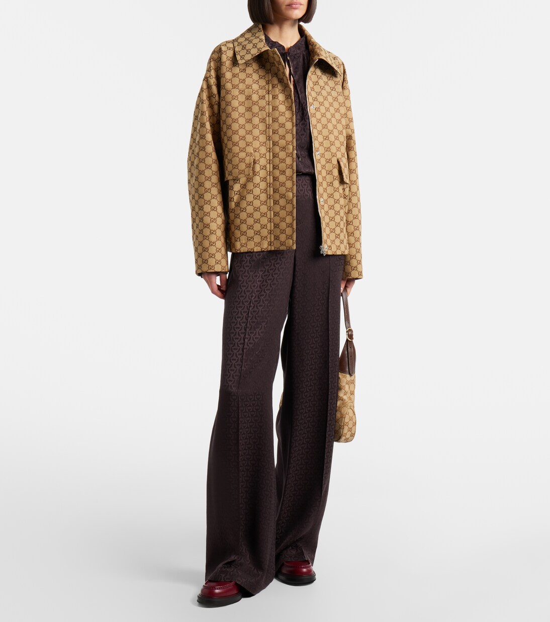 GG Canvas leather bomber jacket | Gucci