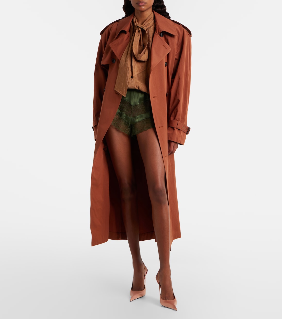 Lace-trimmed silk satin romper | Saint Laurent