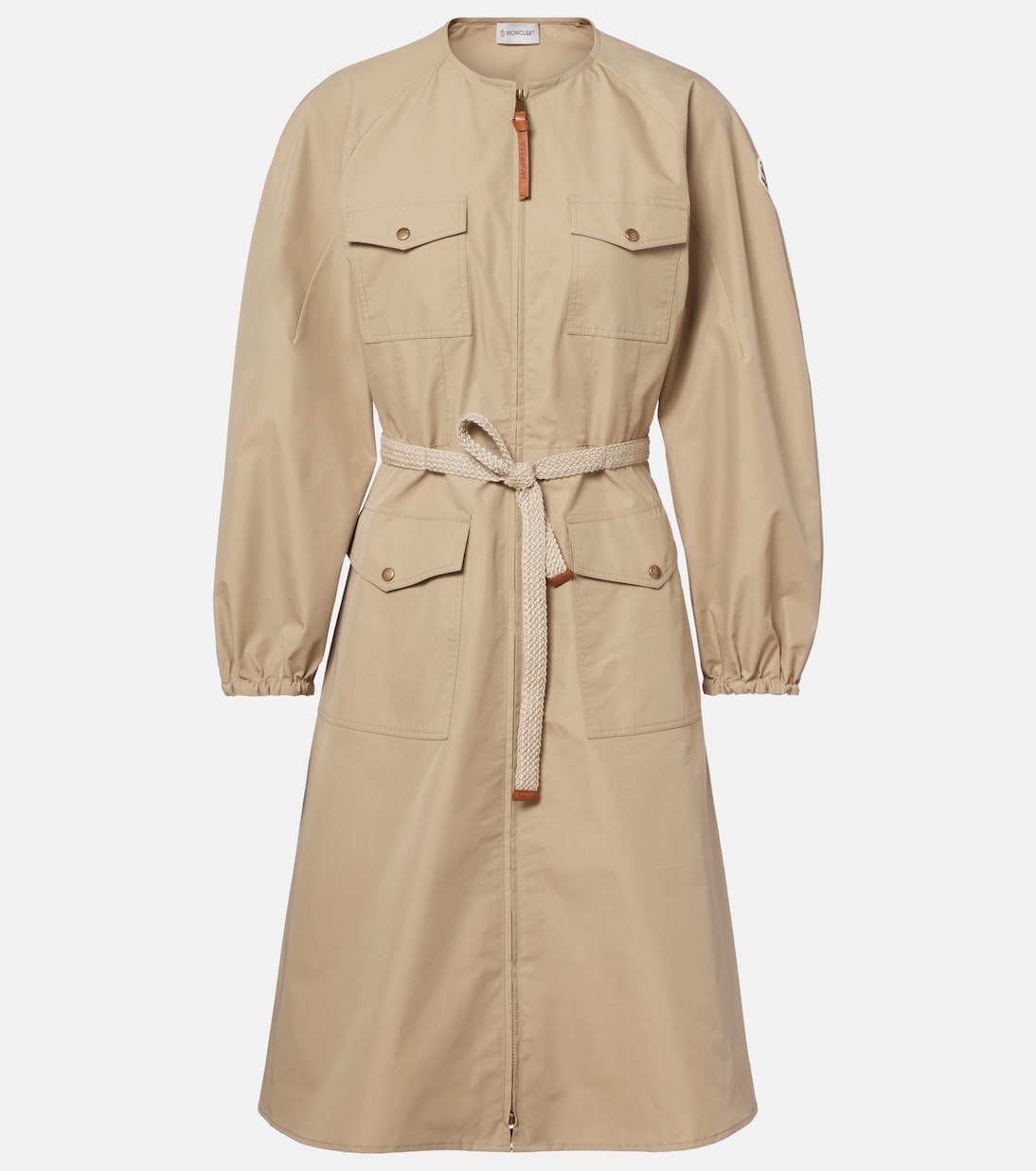 Belted cotton-blend poplin midi dress | Moncler