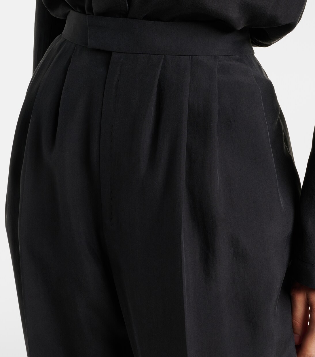 Pleated silk straight pants | Saint Laurent