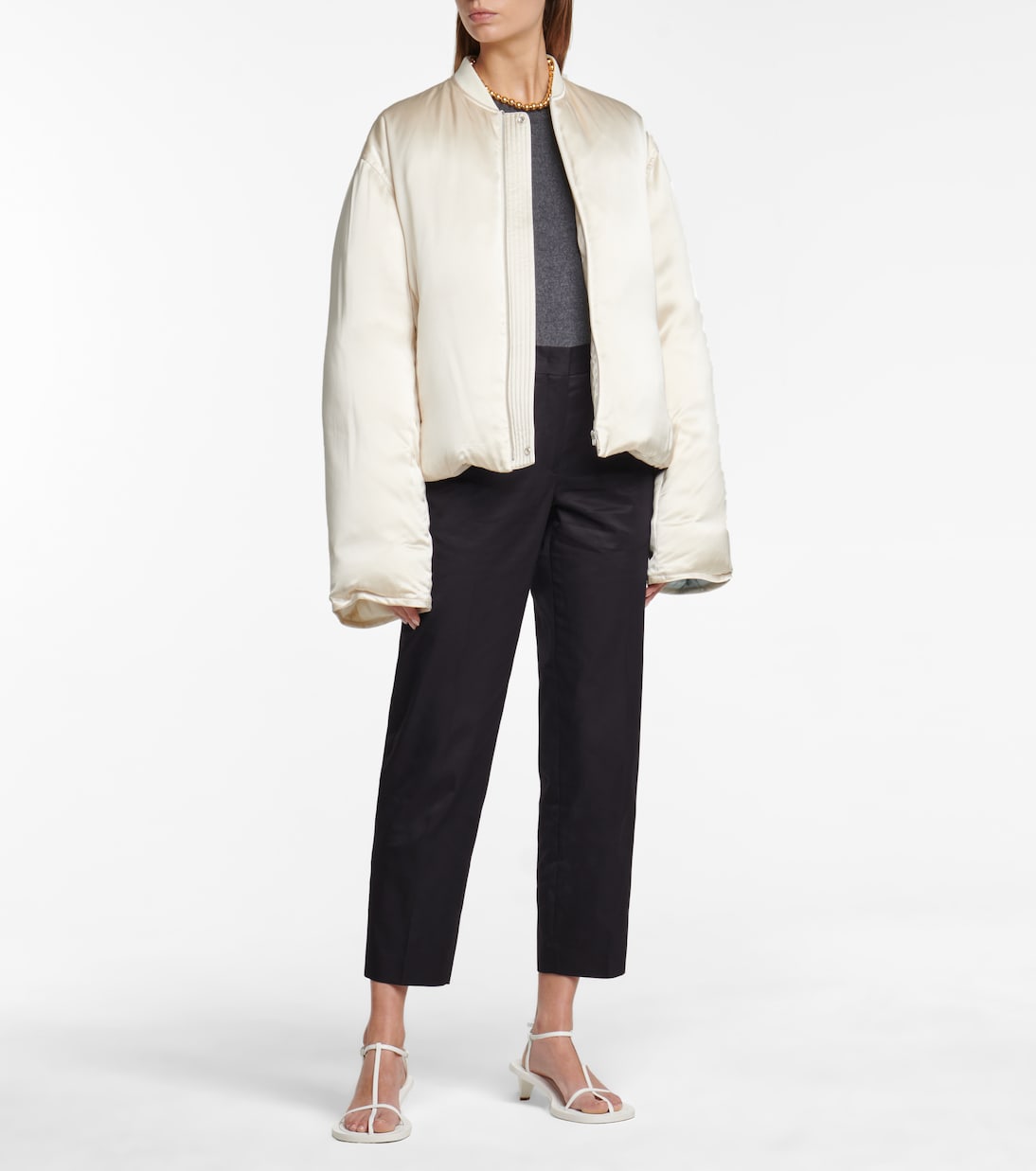 High-rise cotton gabardine straight pants | Jil Sander
