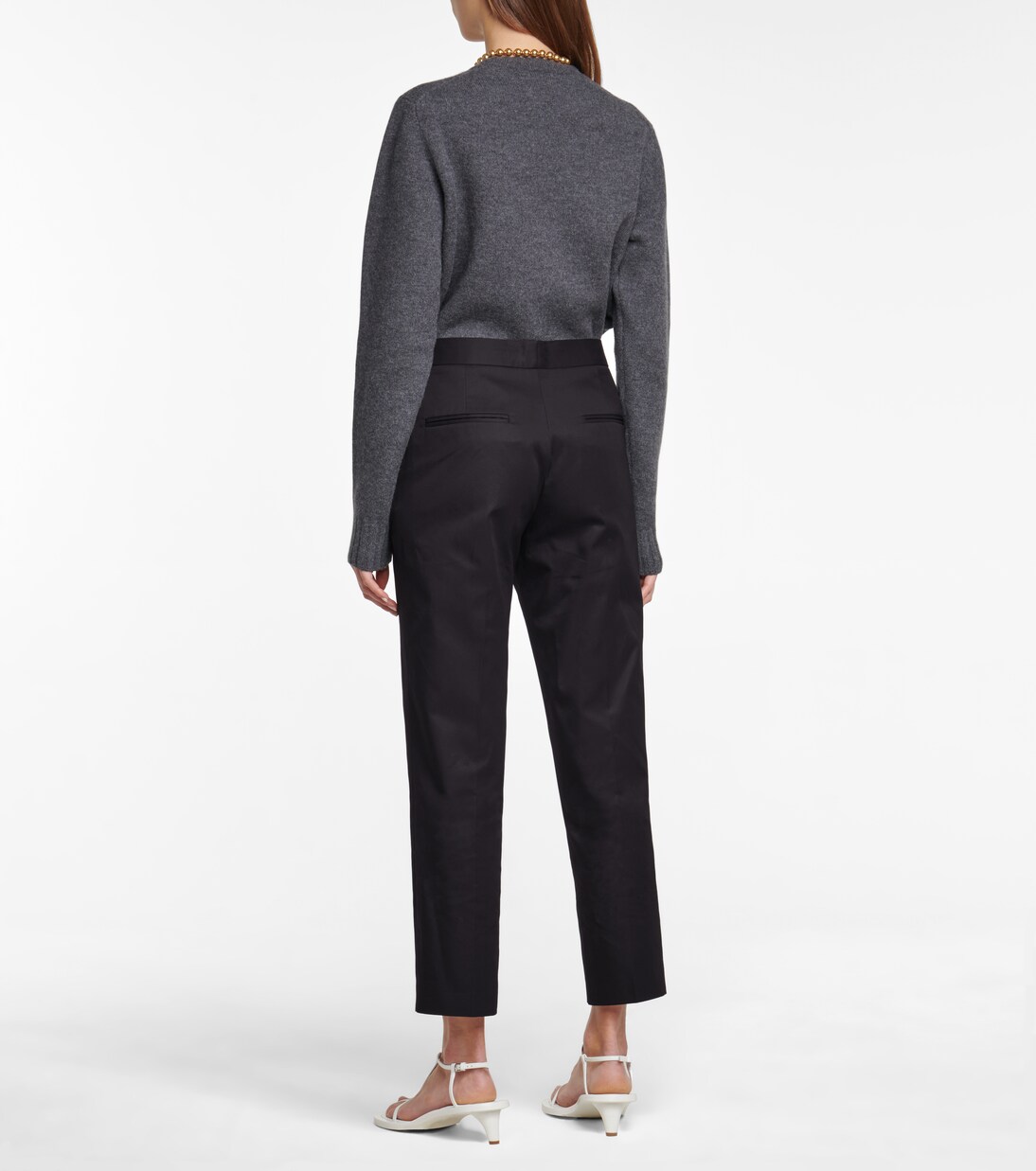 High-rise cotton gabardine straight pants | Jil Sander