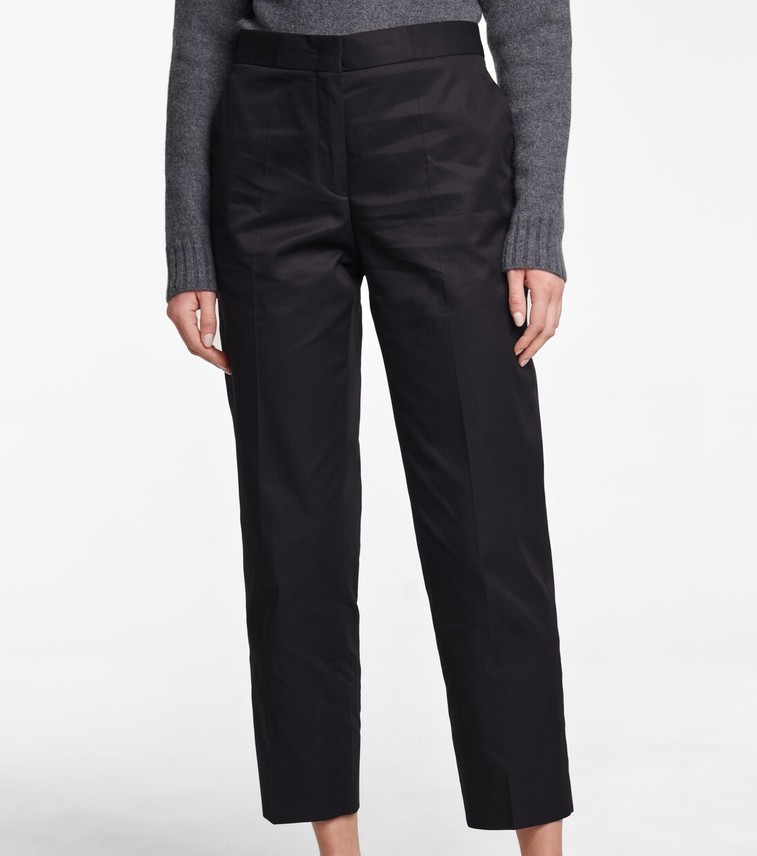 High-rise cotton gabardine straight pants | Jil Sander