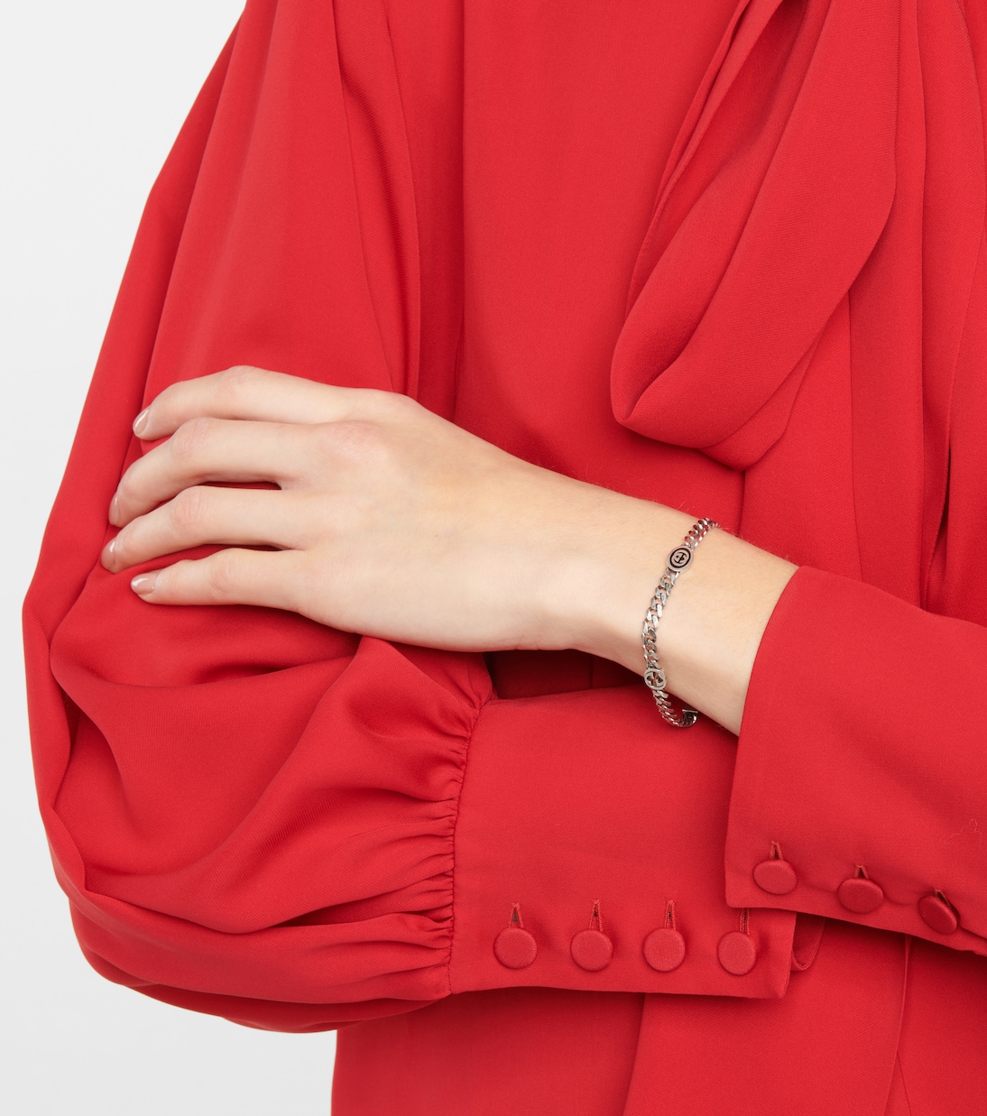 Bracciale in argento sterling con maglie a catena GUCCI GG, stile giovane e moderno