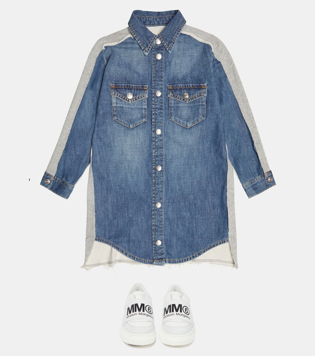 Kleid aus Denim und Jersey | MM6 Maison Margiela Kids