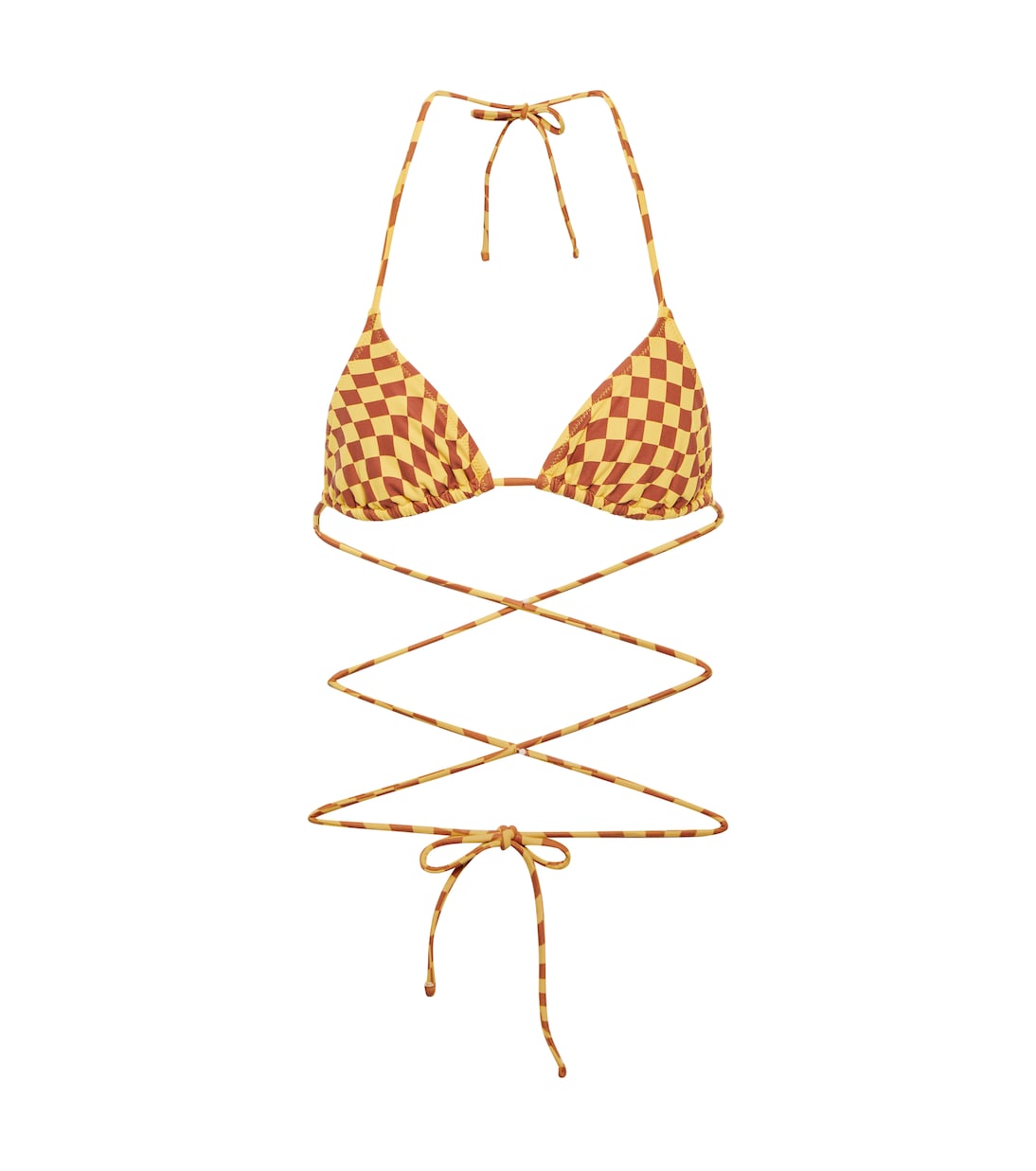 Praia checked tie-around bikini top | Tropic of C