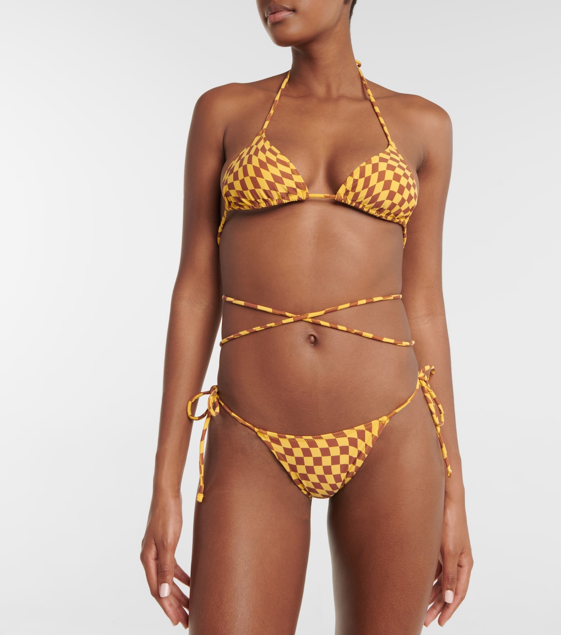 Praia checked tie-around bikini top | Tropic of C