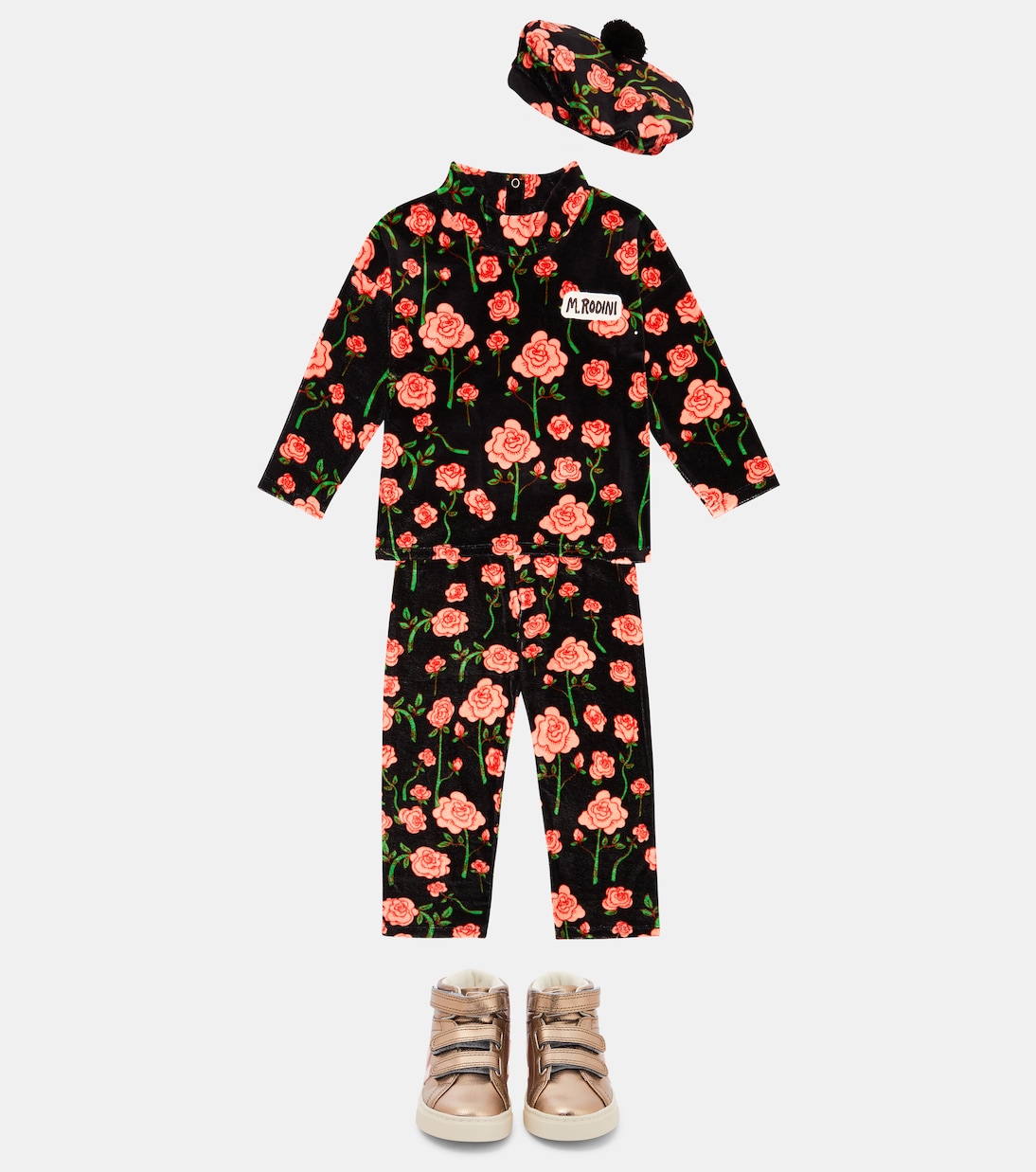 Bedrucktes Top aus Baumwollsamt | Mini Rodini