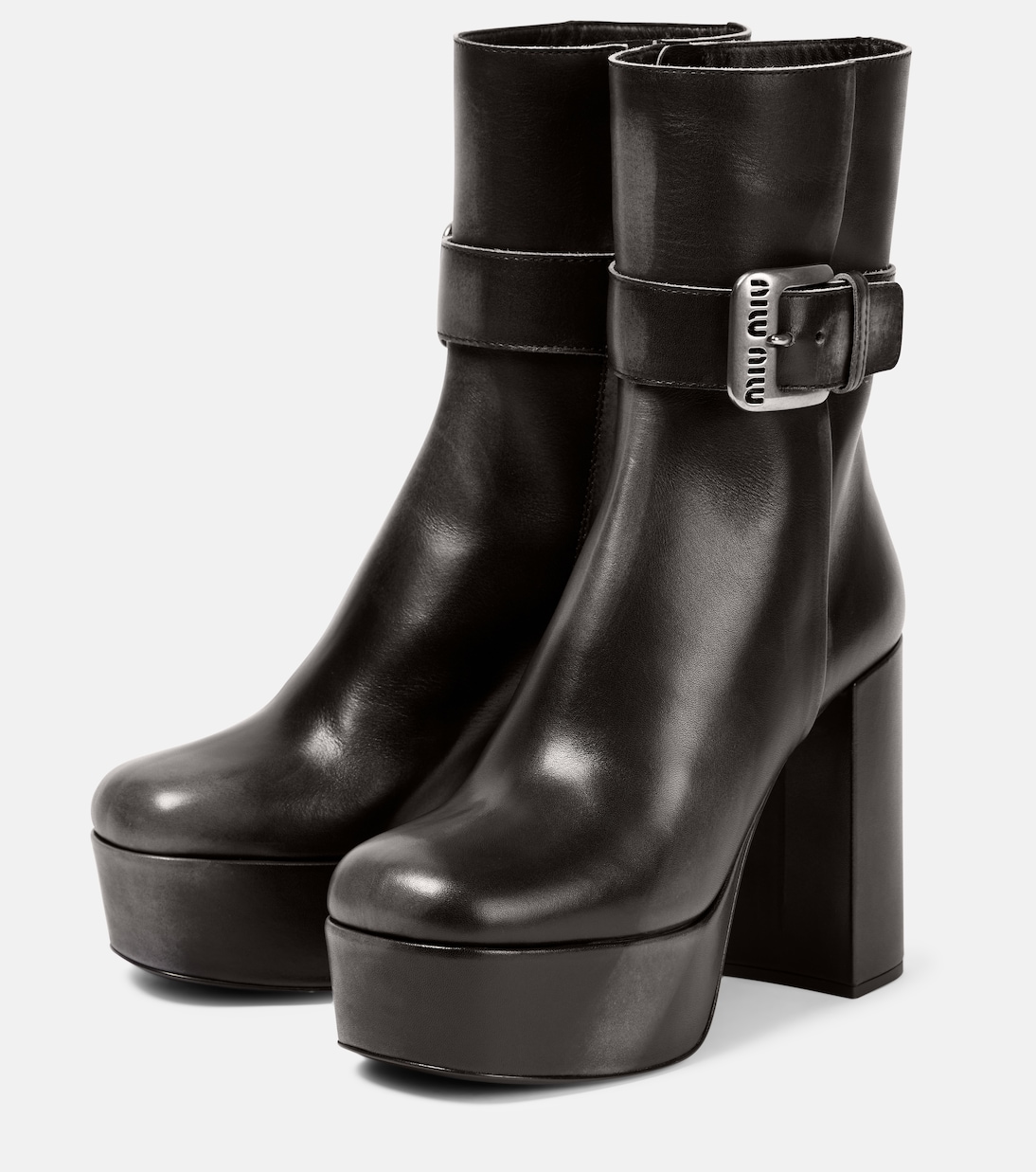 Platform leather ankle boots | Miu Miu