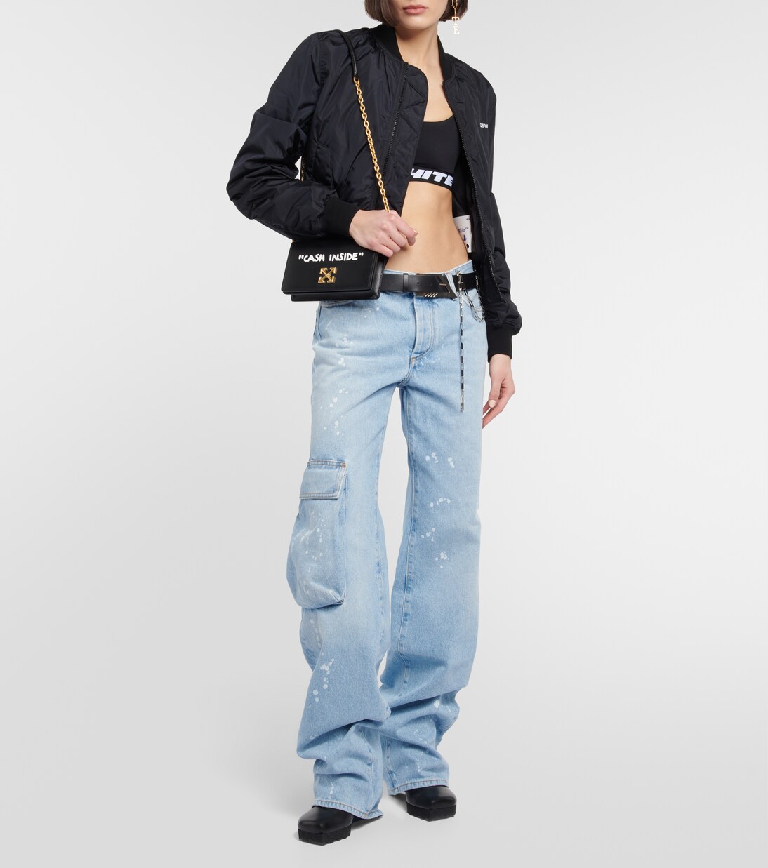 Jeans larghi Toybox a vita alta | Off-White