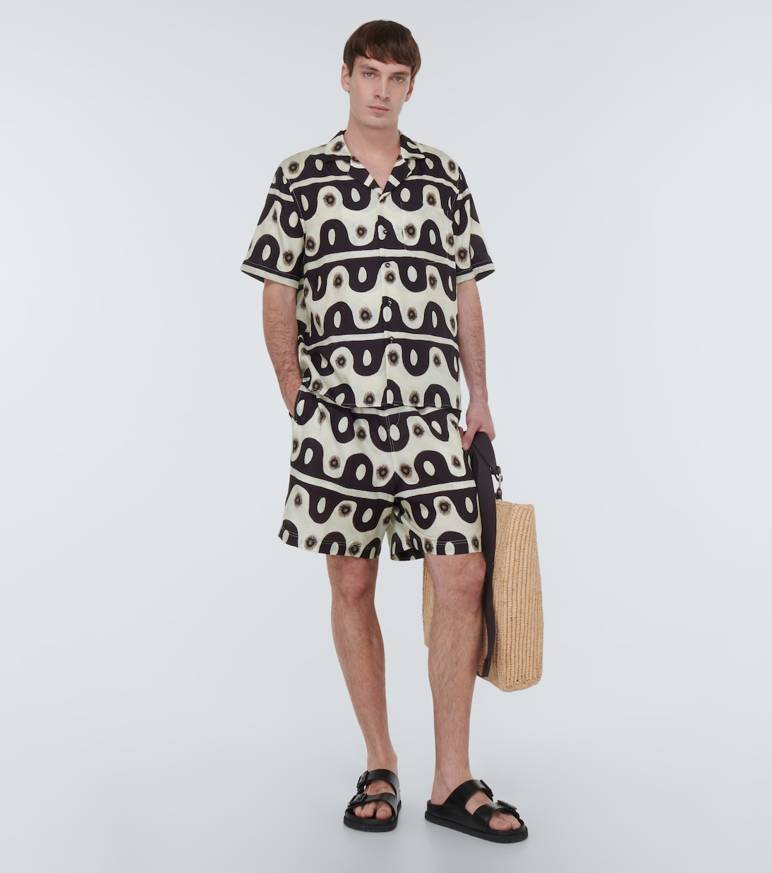 Shorts en mezcla de algodón estampados | Commas