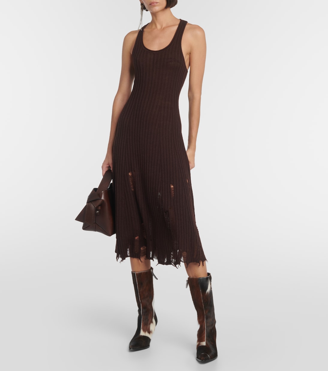 Vestido midi en mezcla de lino | Acne Studios