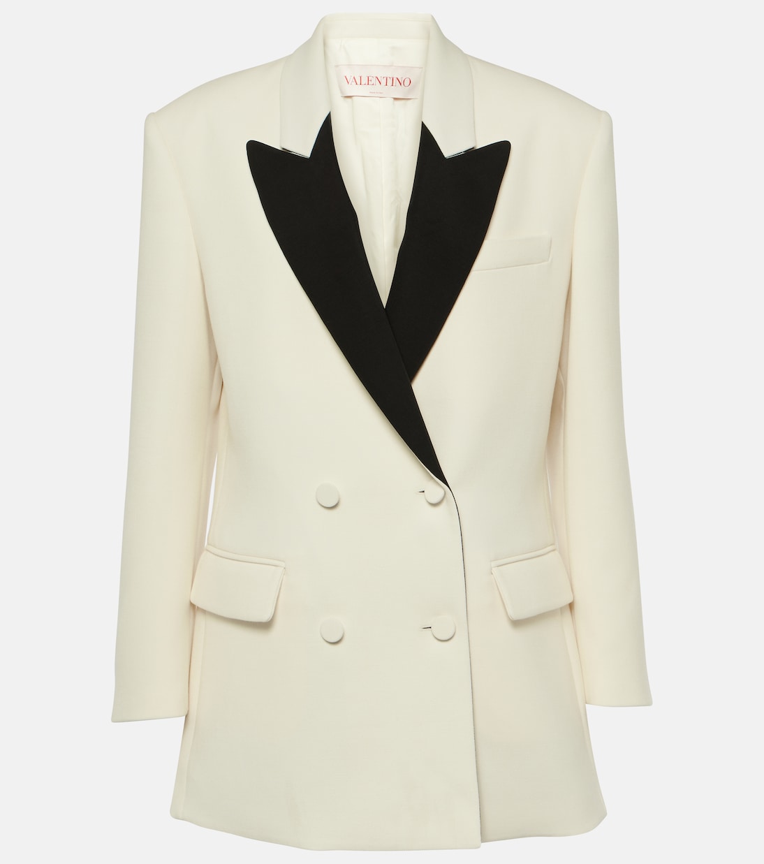 Double-breasted wool-blend crêpe blazer | Valentino