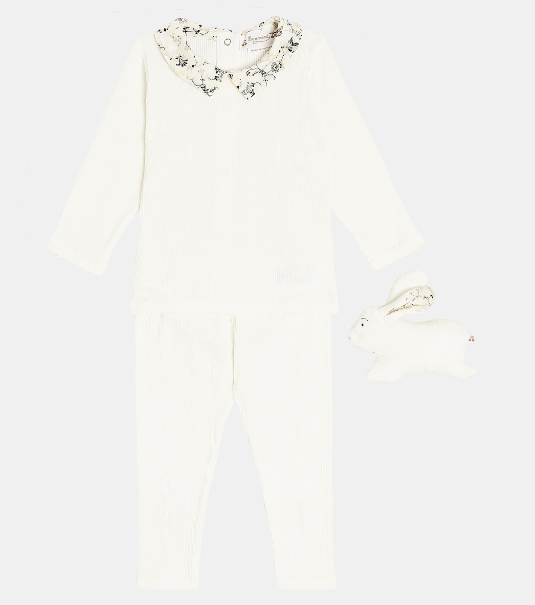 Bébé – Set top, pantalon et peluche Denice en coton | Bonpoint