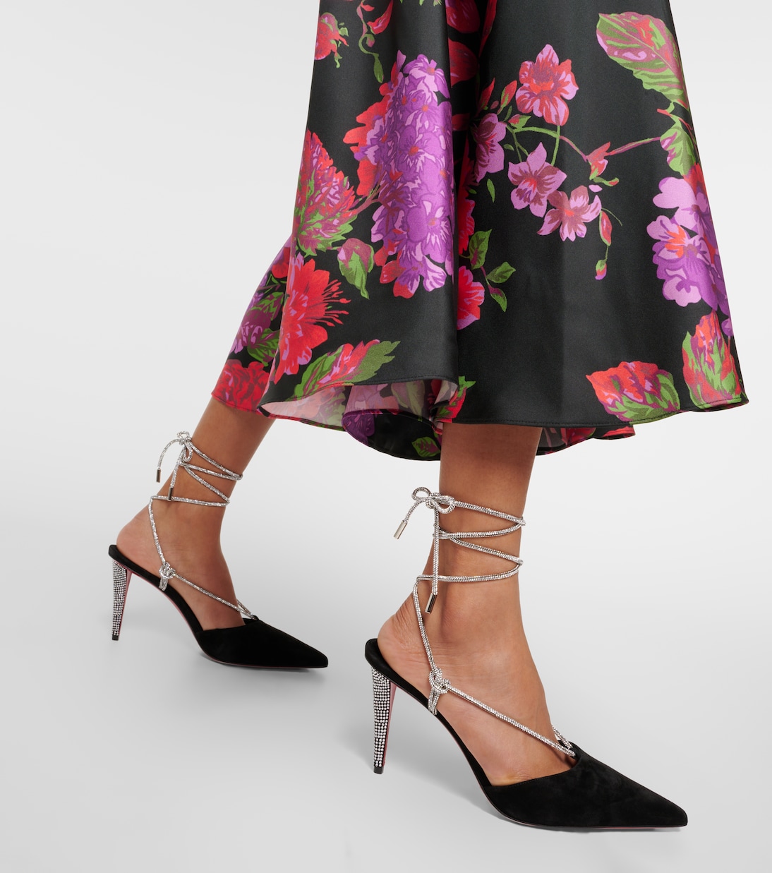 Pumps Astrid Lace Strassita 85 aus Veloursleder | Christian Louboutin