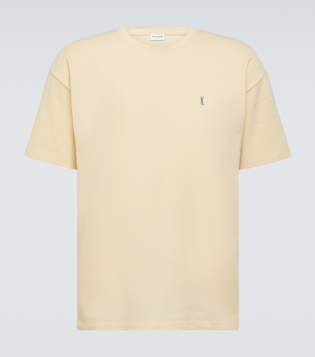 T-shirt Cassandre in piqué di misto cotone | Saint Laurent