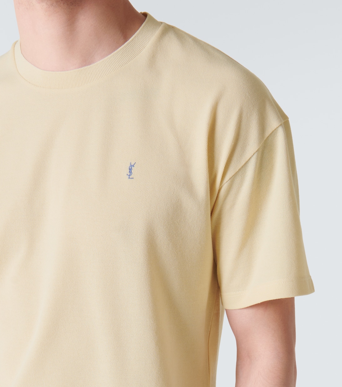 T-shirt Cassandre in piqué di misto cotone | Saint Laurent