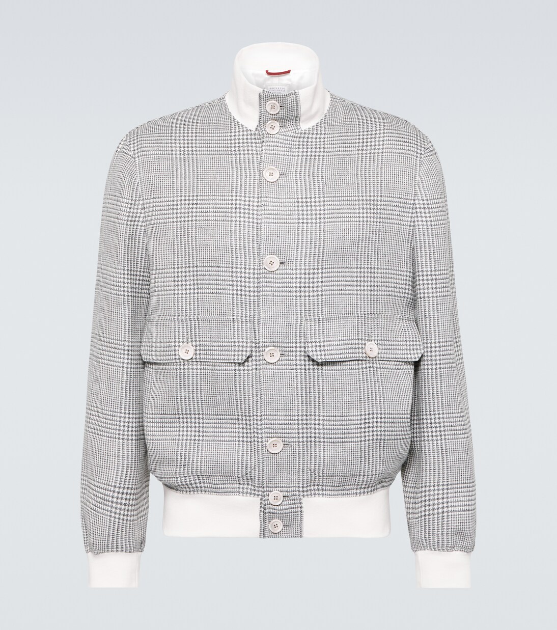 Checked linen, wool and silk jacket | Brunello Cucinelli