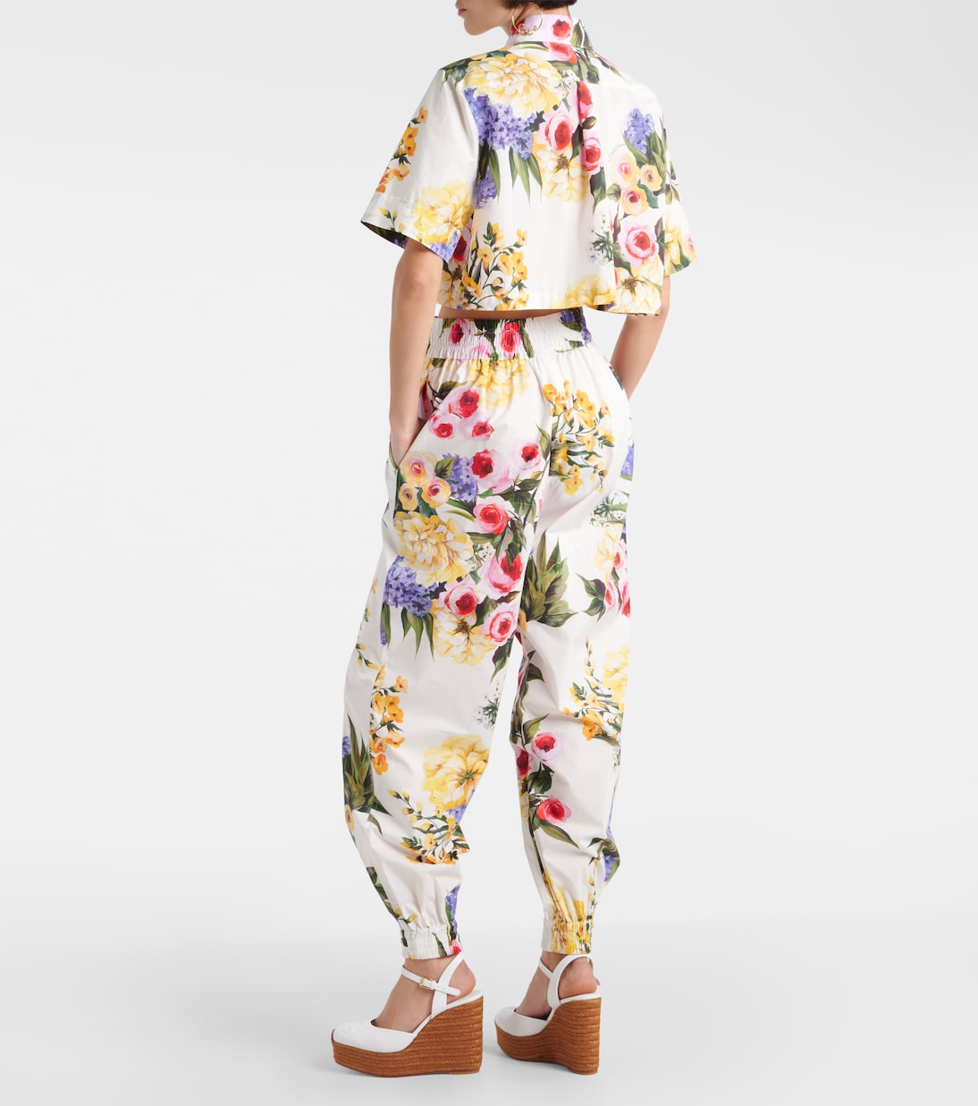 Pantalon tapered en coton à fleurs | Dolce&Gabbana