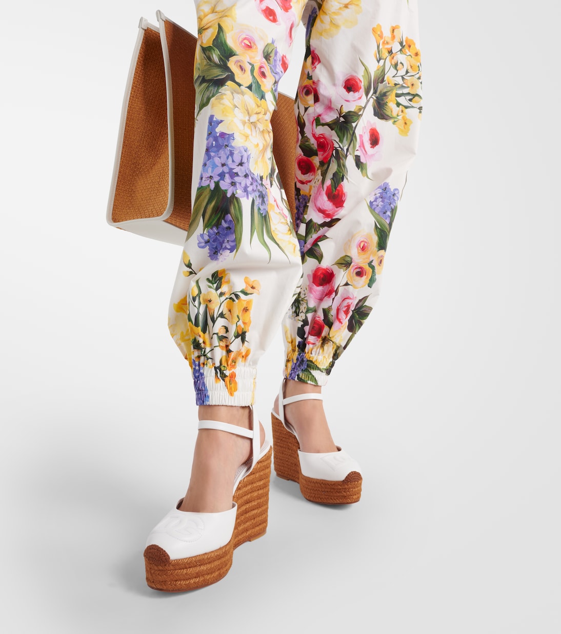 Pantalon tapered en coton à fleurs | Dolce&Gabbana