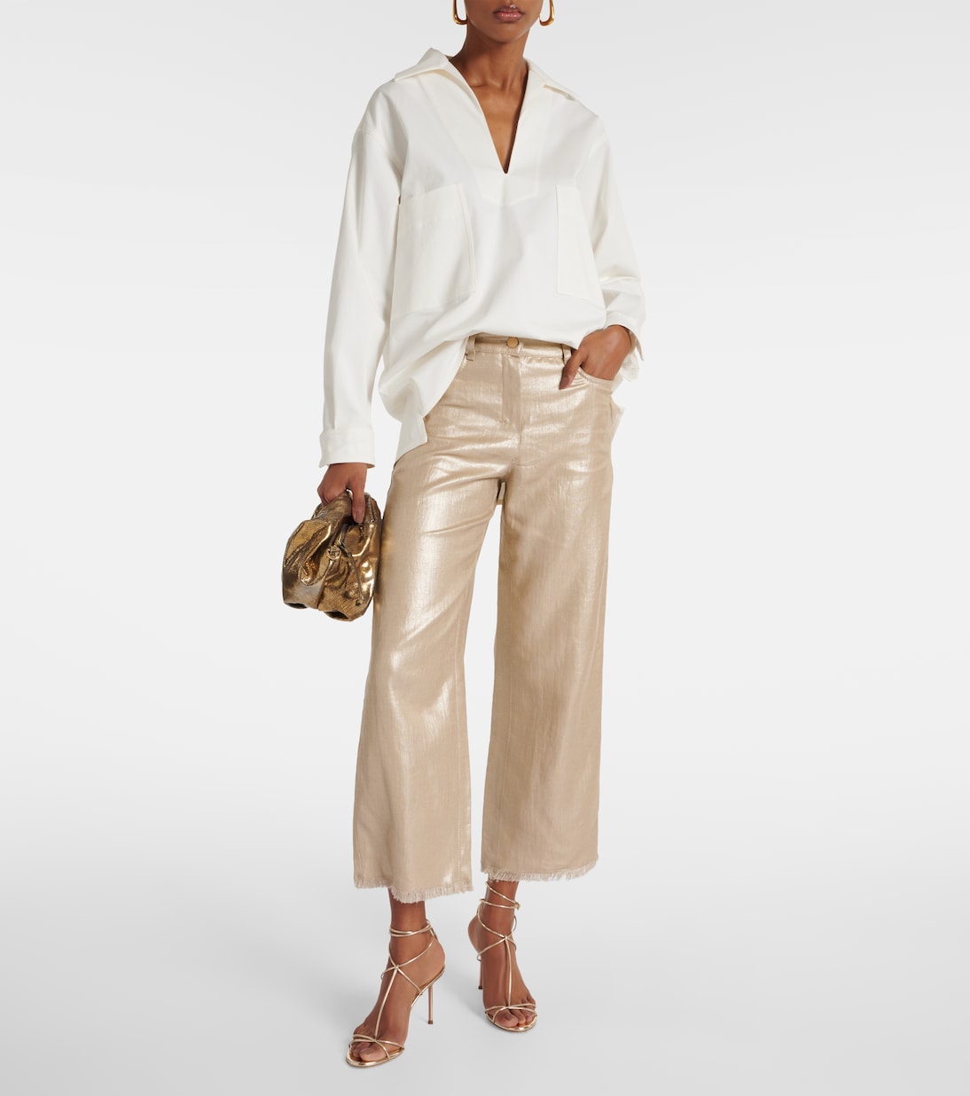 High-rise cropped linen wide-leg pants | 'S Max Mara