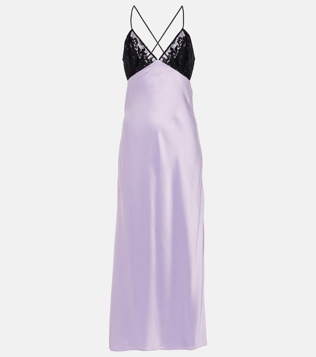 Lace-trimmed silk satin gown | The Sei