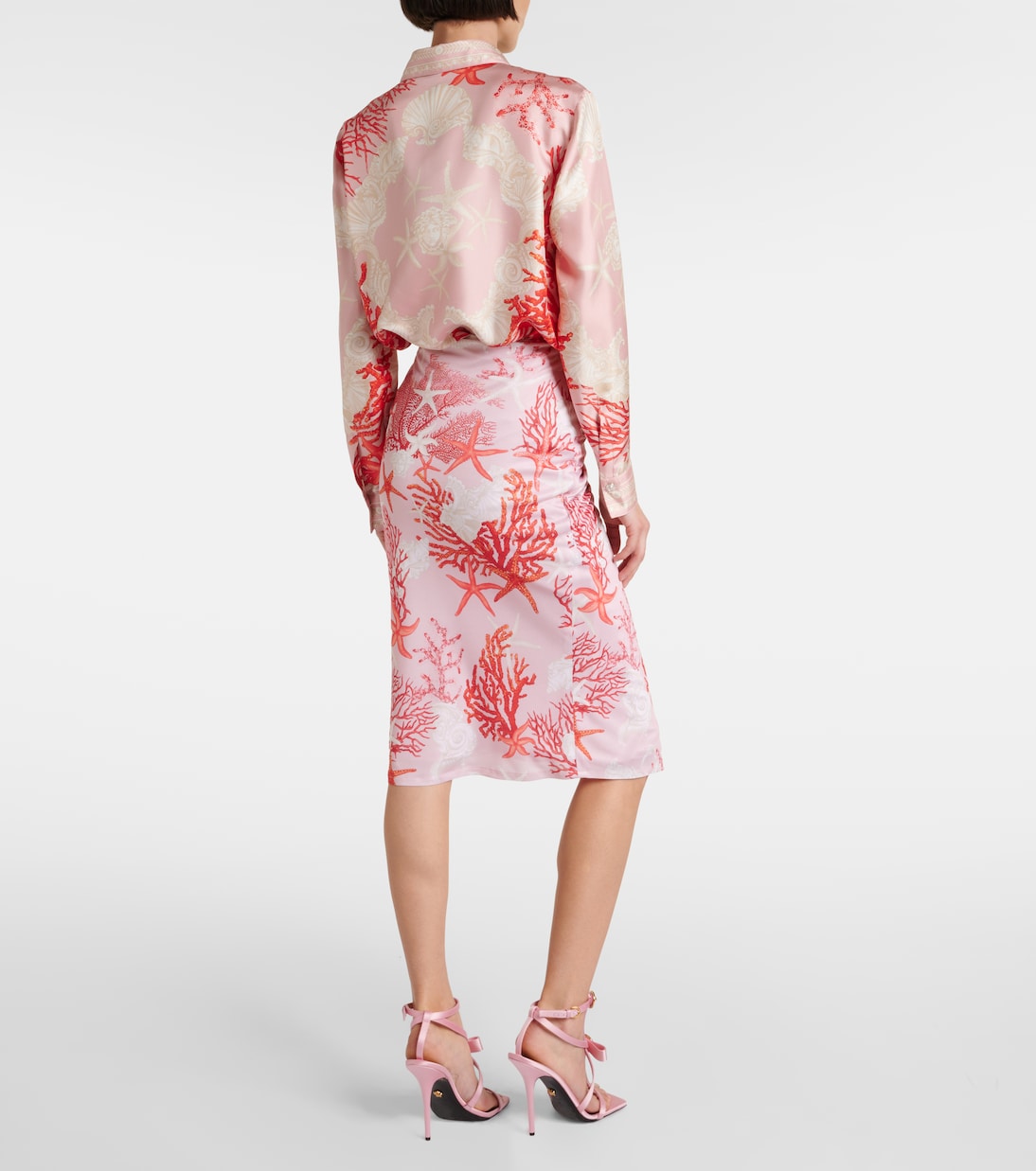 Falda midi Barocco Sea de jersey fruncida | Versace