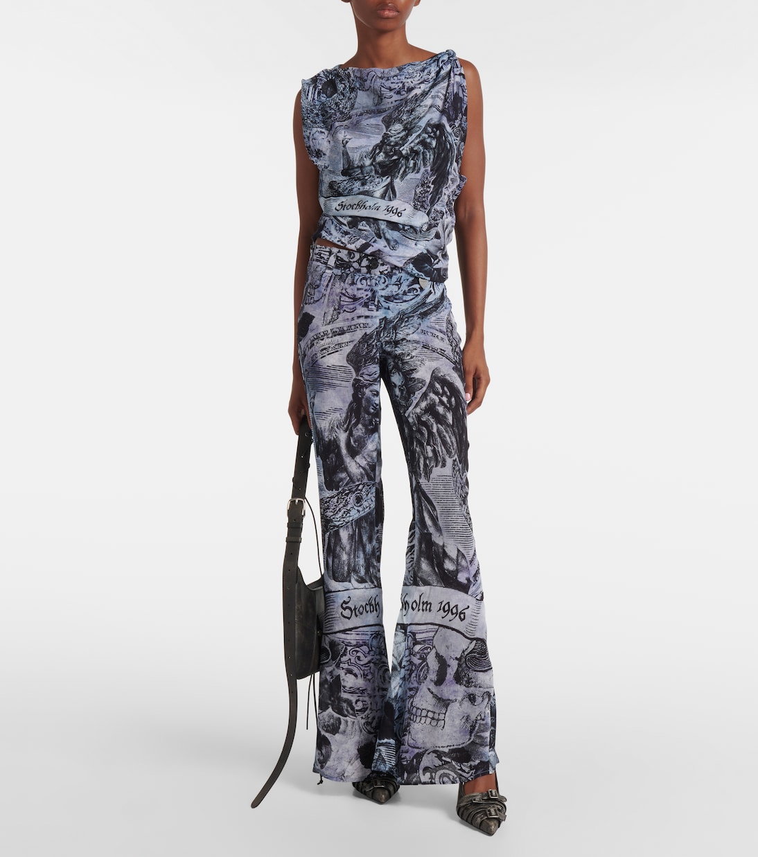 Pantalon évasé imprimé à taille haute | Acne Studios