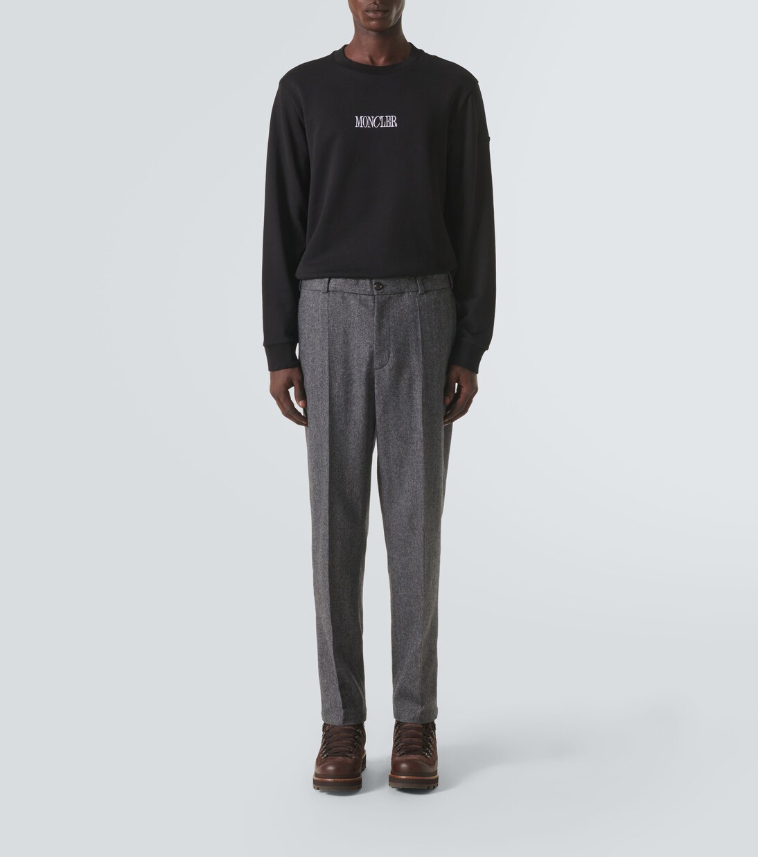 Herringbone wool-blend straight pants | Moncler