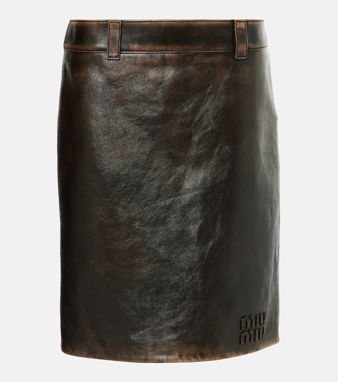 Jupe midi en cuir | Miu Miu