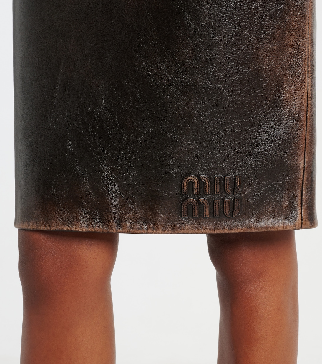 Jupe midi en cuir | Miu Miu