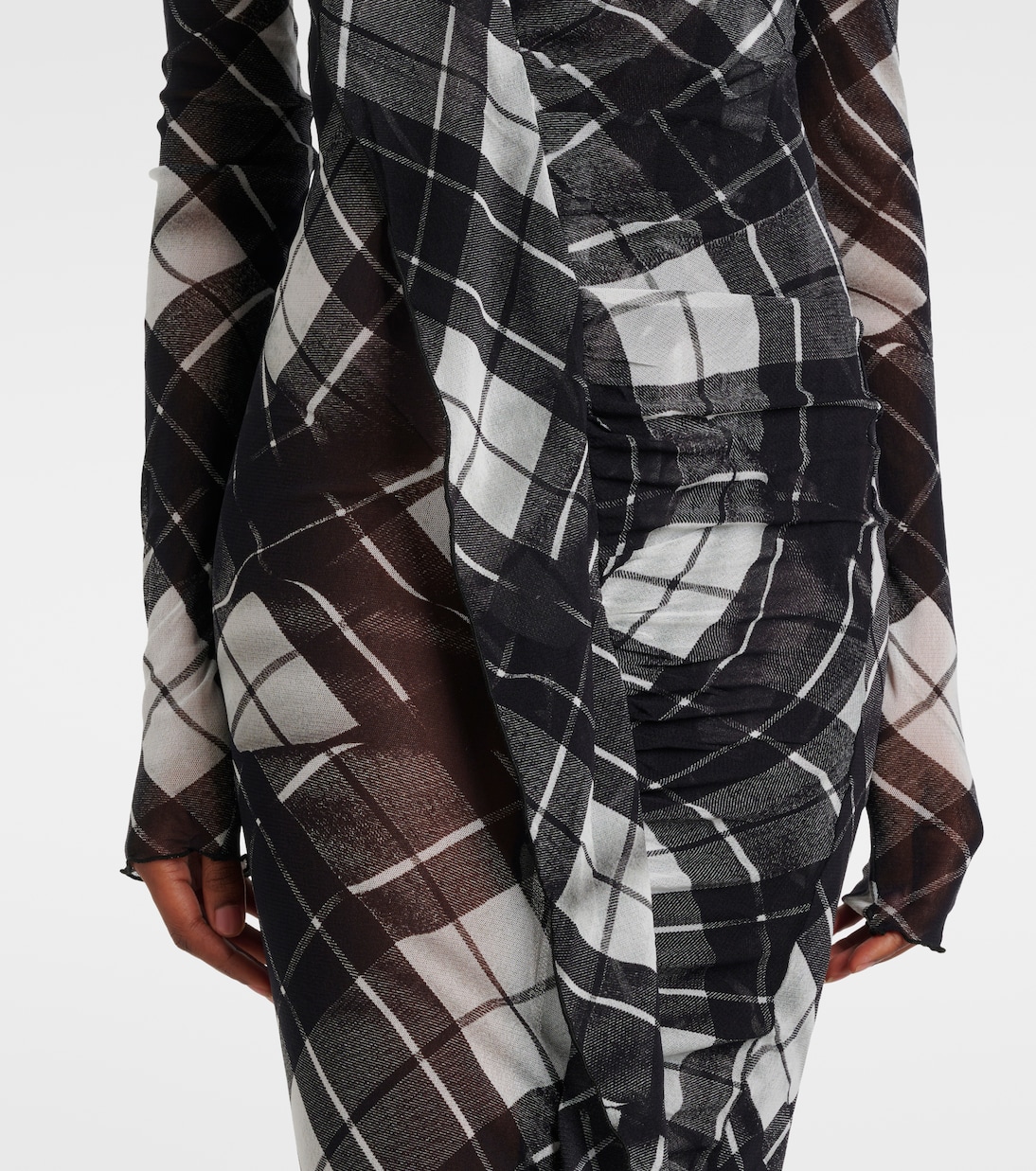 Robe longue en tulle à carreaux | Jean Paul Gaultier