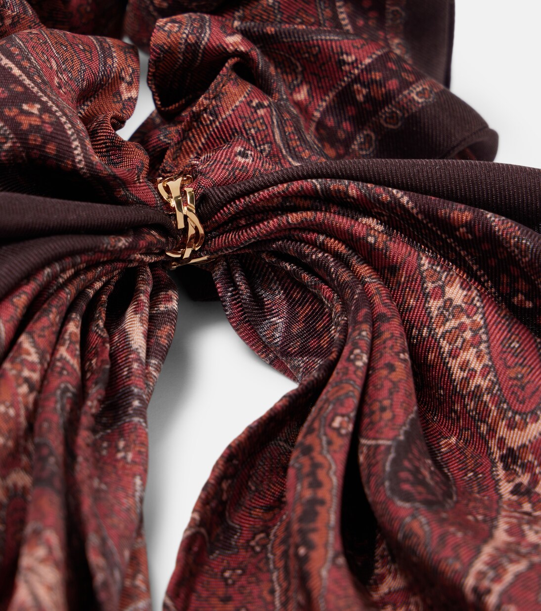 Fascia per capelli in seta Saint Laurent con motivo Paisley, elegante e giovane