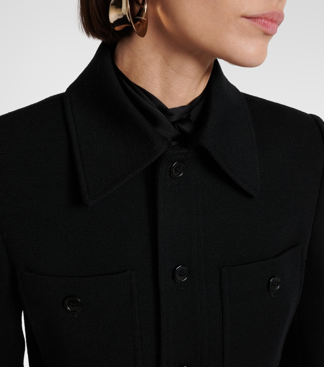Veste raccourcie en laine mélangée | Saint Laurent