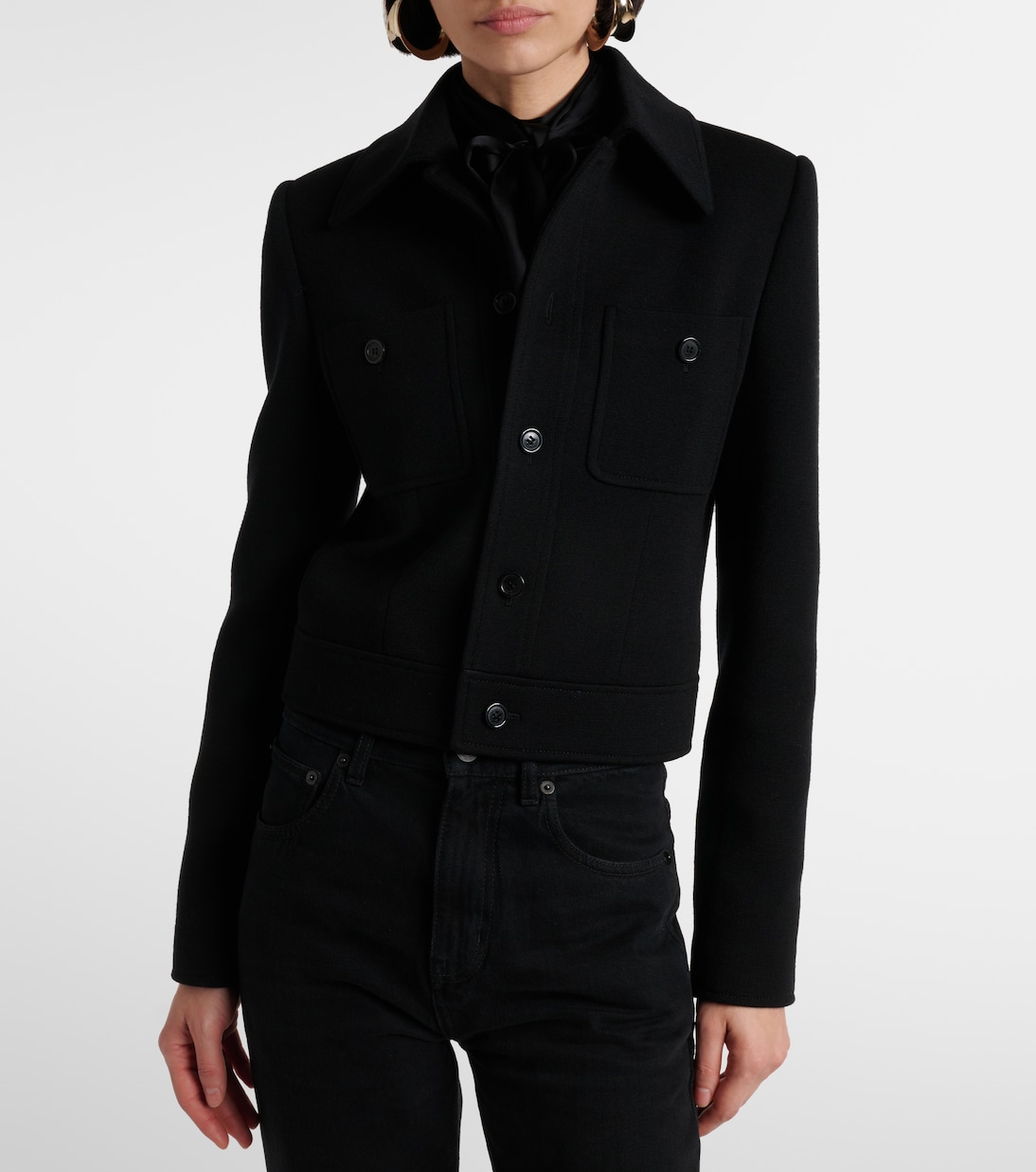 Veste raccourcie en laine mélangée | Saint Laurent