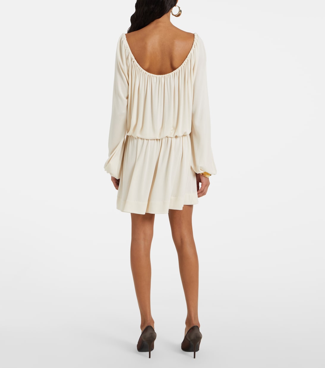 Abito corto in jersey con ruches | Saint Laurent