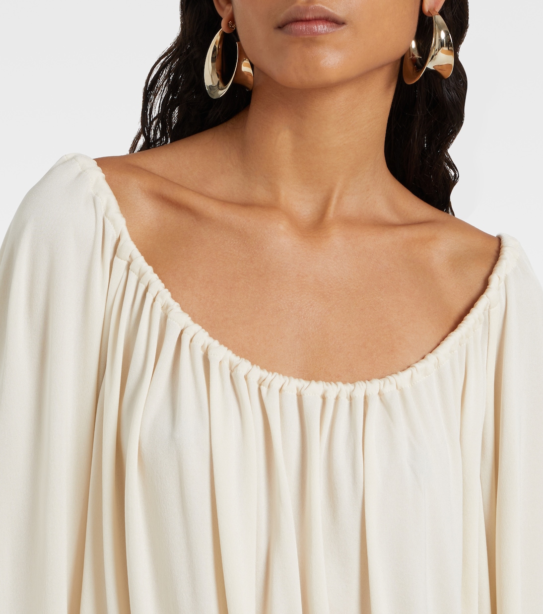 Abito corto in jersey con ruches | Saint Laurent