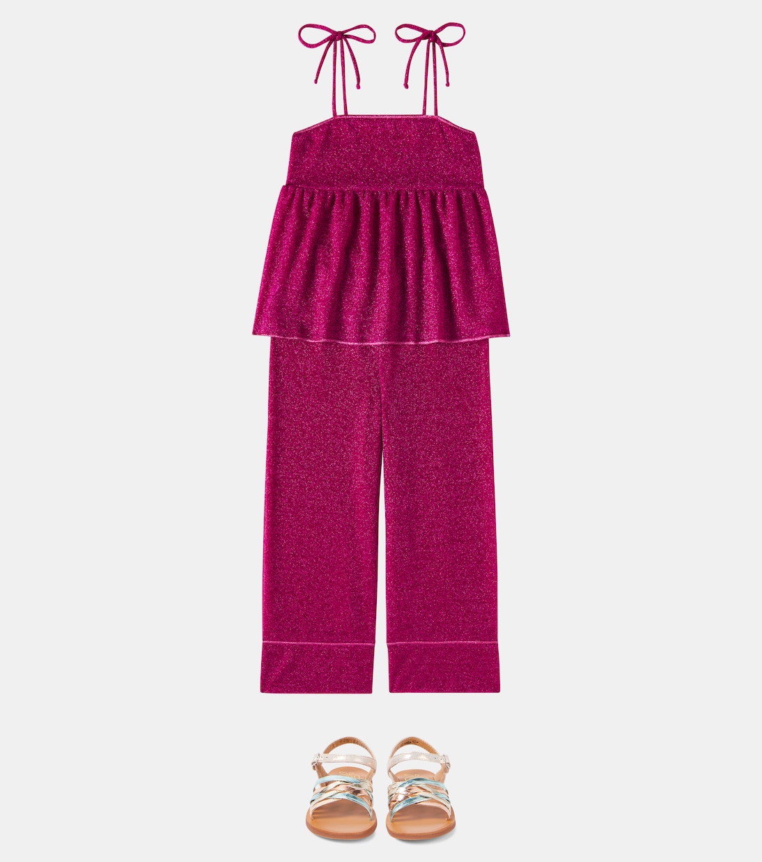Pantaloni a gamba larga Lumiere con lamé | Oséree Kids