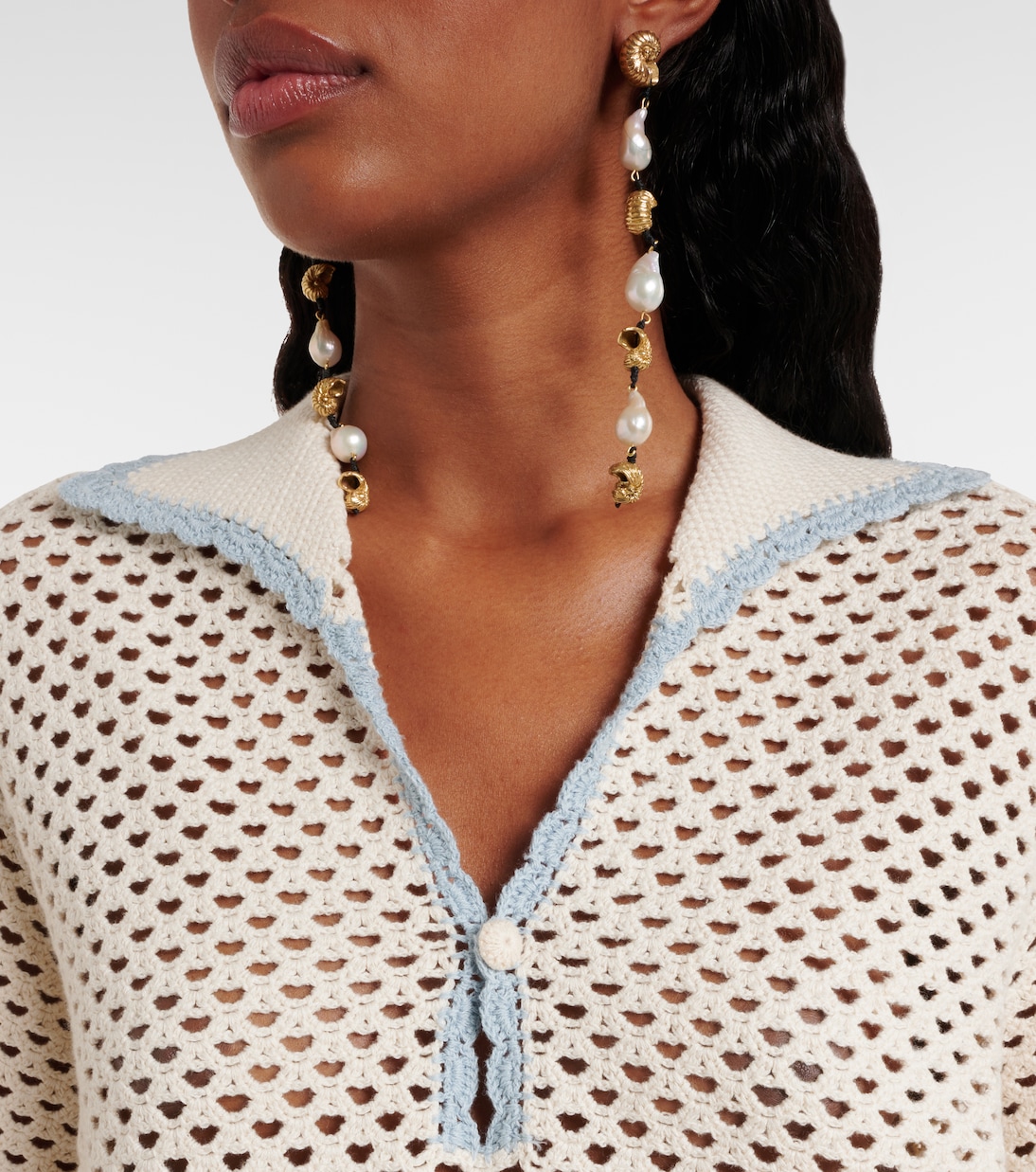 Abito corto Splash in crochet di cotone | Alémais