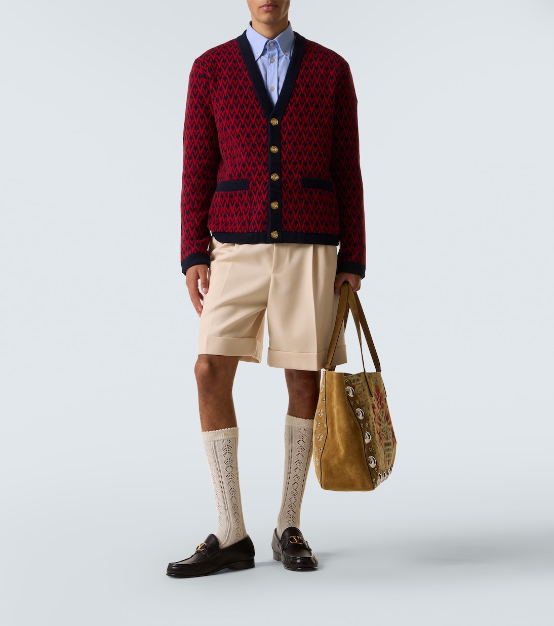Cardigan Toute La V en jacquard de laine vierge | Valentino