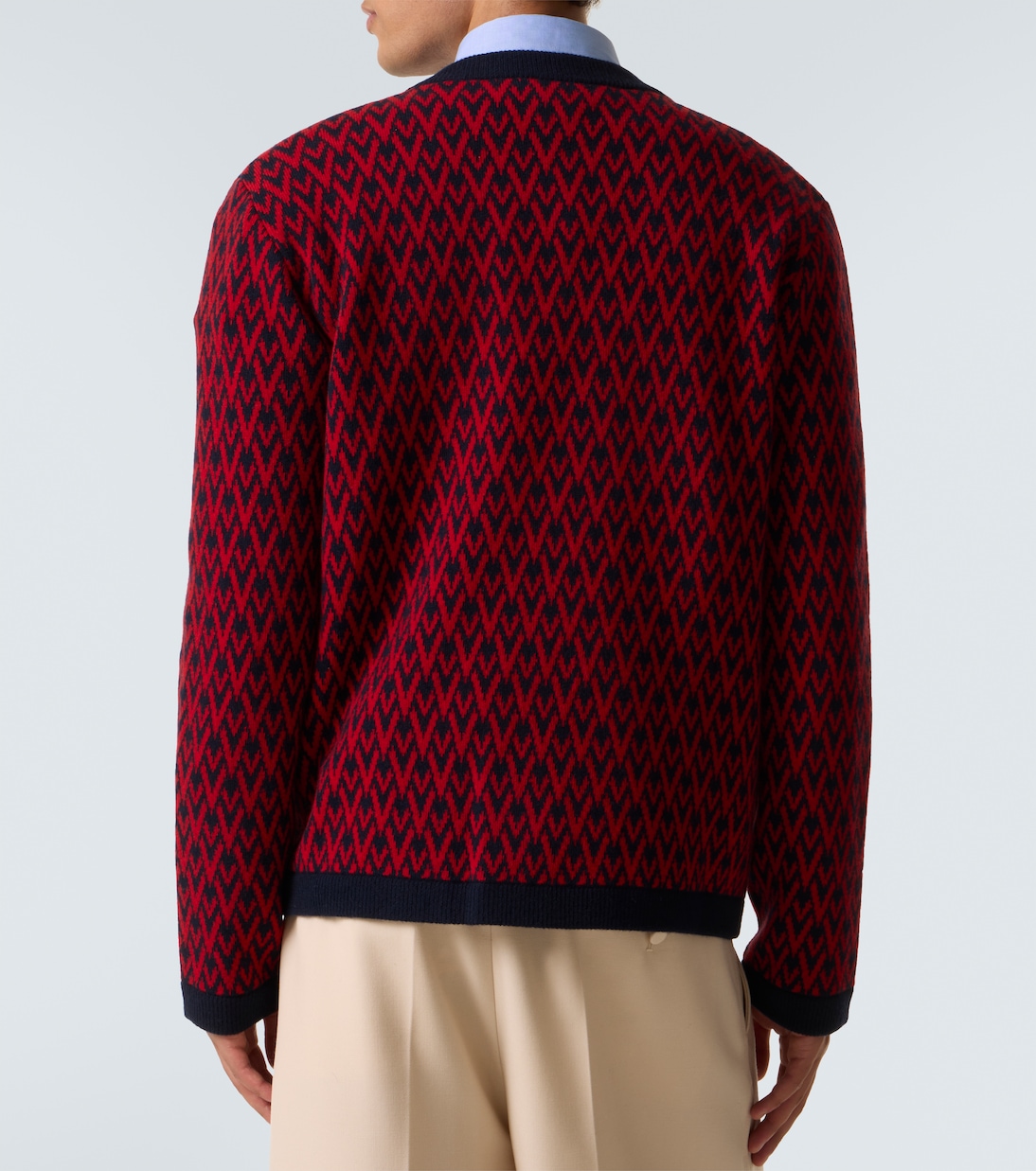 Cardigan Toute La V en jacquard de laine vierge | Valentino