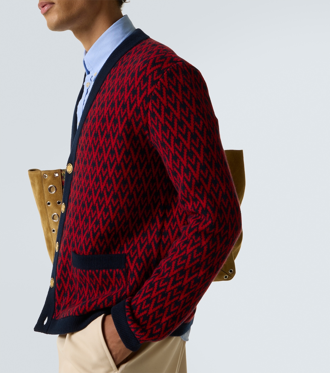 Cardigan Toute La V en jacquard de laine vierge | Valentino