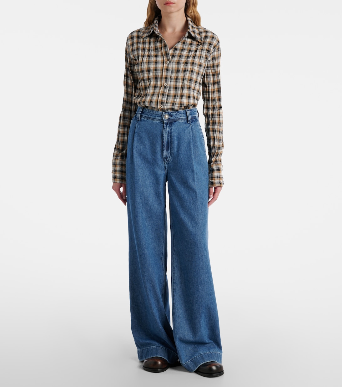 Pleated wide-leg jeans | 7 For All Mankind